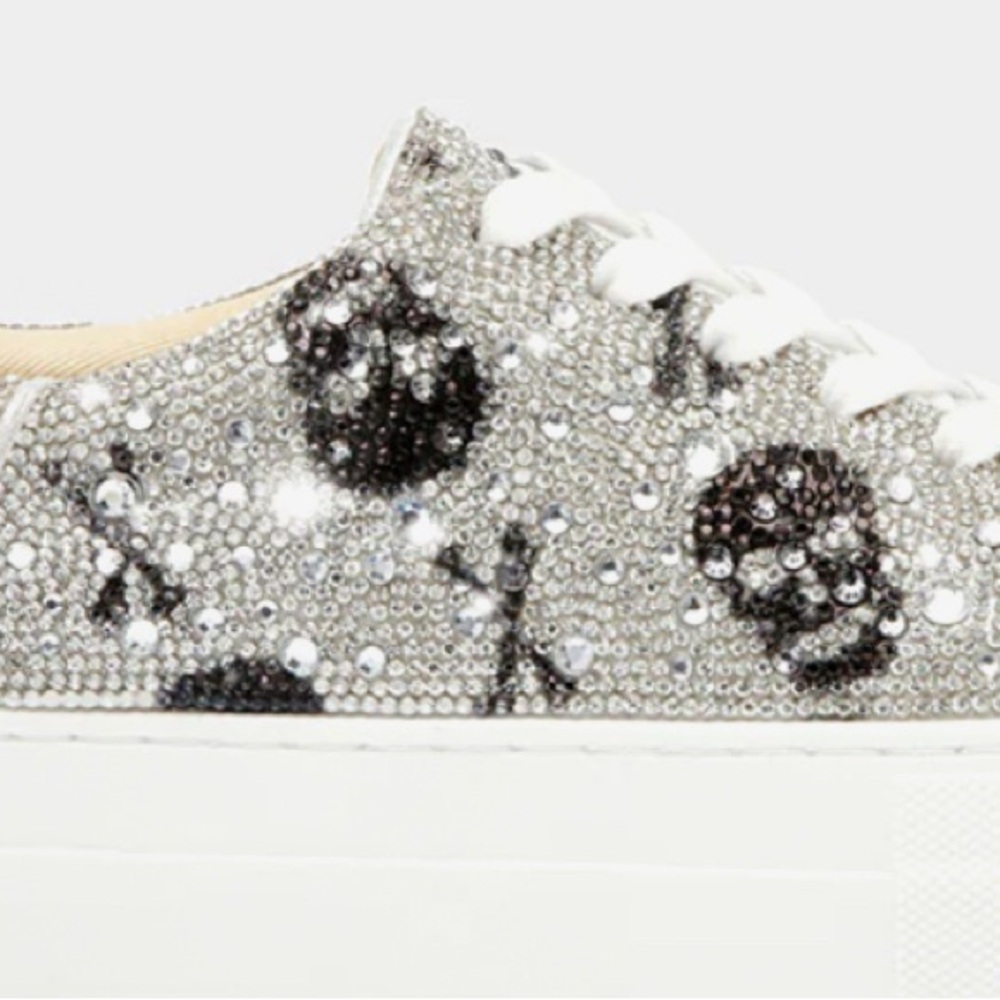 Betsey Johnson Women's Glitter Skull Sneakers - Picture 3 of 9